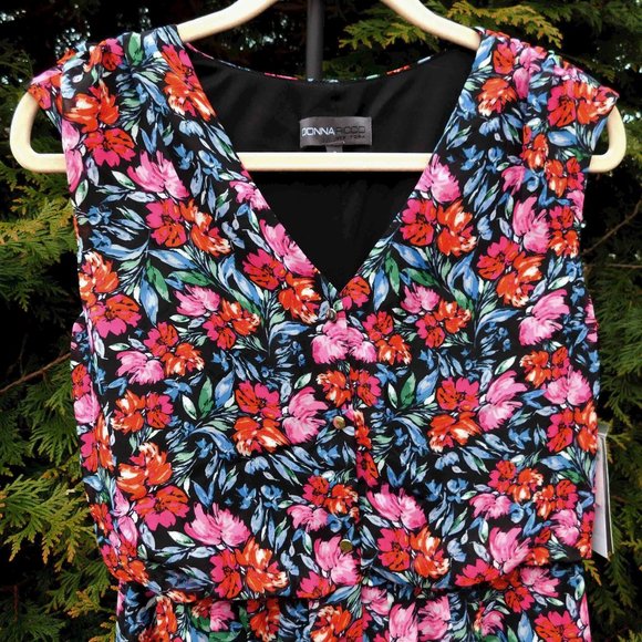 Donna Ricco Floral Chiffon Buttonfront Blouson Midi Dress NWT - Picture 3 of 3
